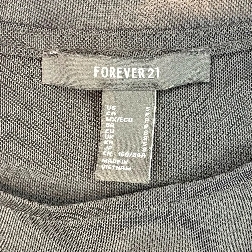 Forever 21 Black Sheer Mesh Puff Sleeve Top - Picture 7 of 7